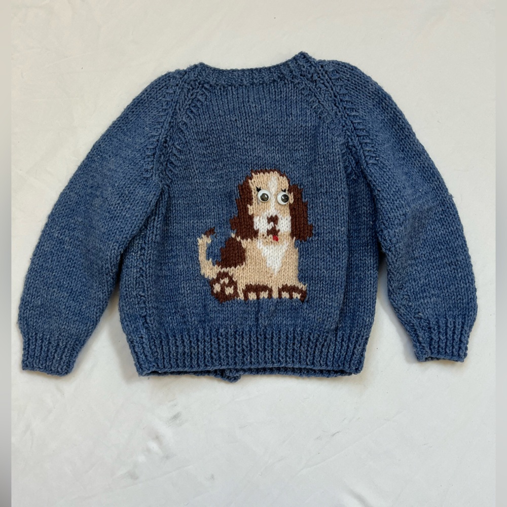 Like NEW Cardigan Sweater Puppy Dogs Toddler Size 9 Months Baby Blue Unbranded